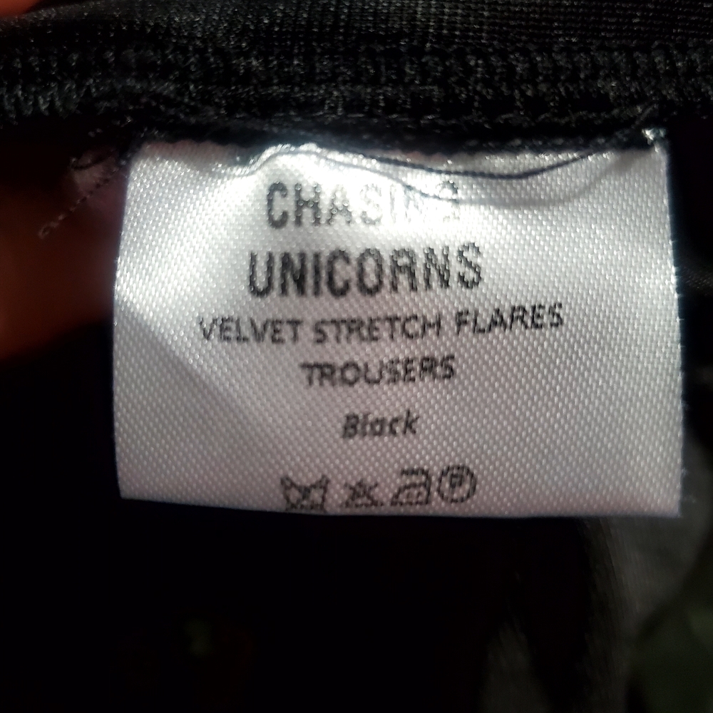 Chasing Unicorns Black Since You've Been Gone Embroidered Flare Velvet Pants - Picture 5 of 9